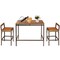 Costway 3 PCS Patio Rattan Wicker Bar wood Table Chair Outdoor